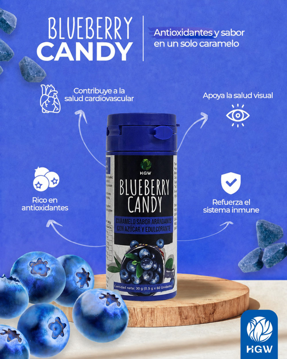 Blueberry Candy – Caramelos de Arandano HGW para la vision y fatiga visual